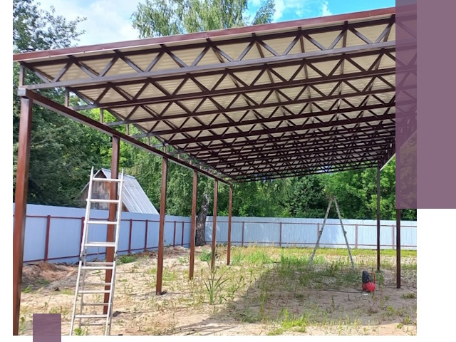 Односкатные навесы под ключ в Арсеньеве — изготовление и монтаж