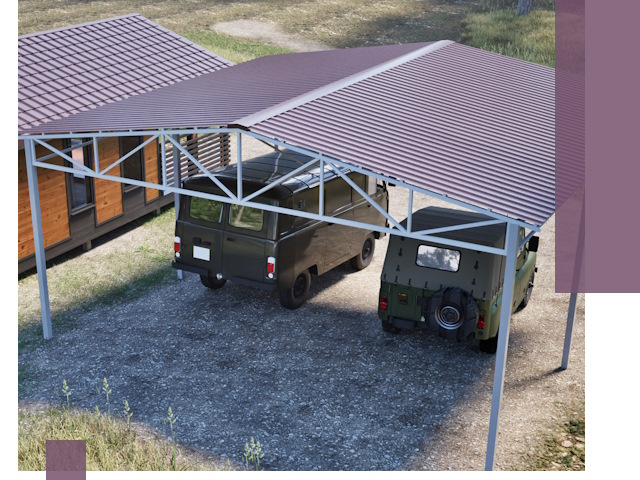 Двускатные навесы под ключ в Арсеньеве — изготовление и монтаж