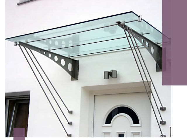 Козырьки над входом под ключ в Арсеньеве — изготовление и монтаж