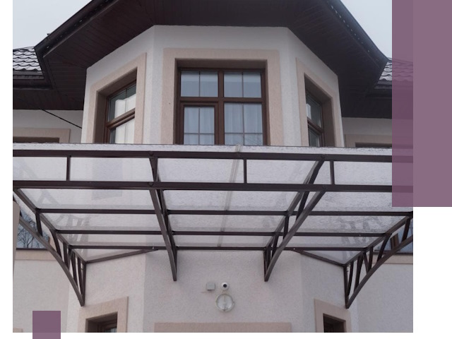 Козырьки из поликарбоната под ключ в Арсеньеве